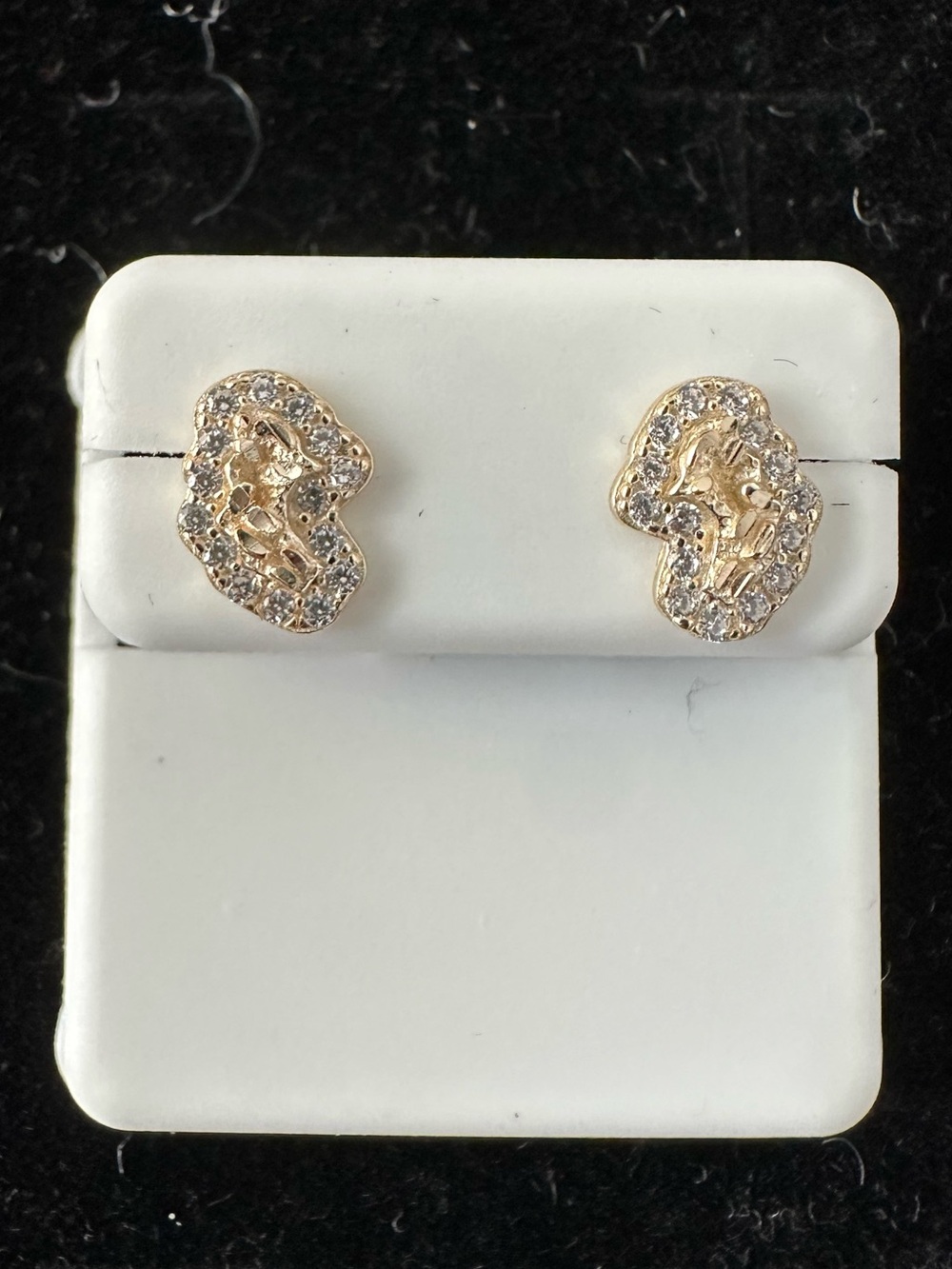 New yellow 925 Sterling Silver cz nugget Stud Earrings